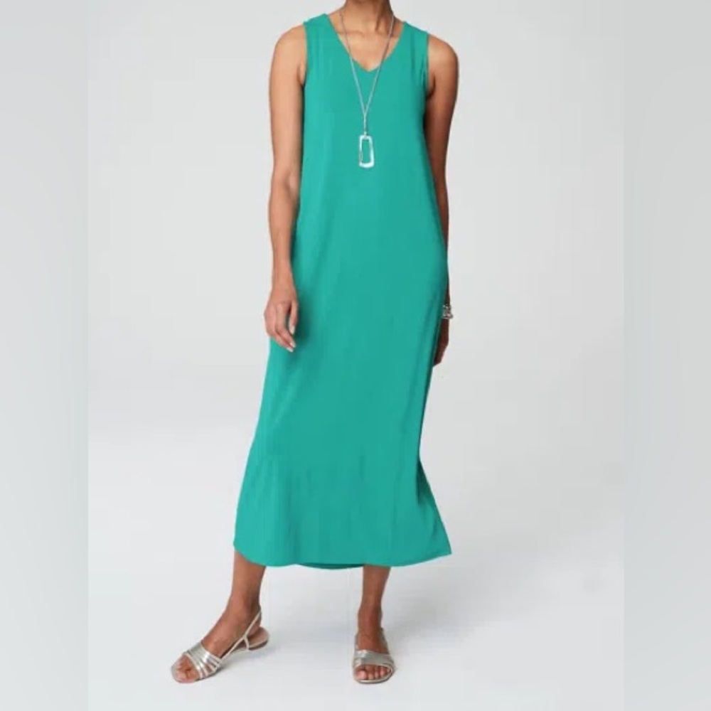 J. Jill Size Wearever A-line Sleeveless Elliptical-Hem Teal Maxi Dress Size 2X